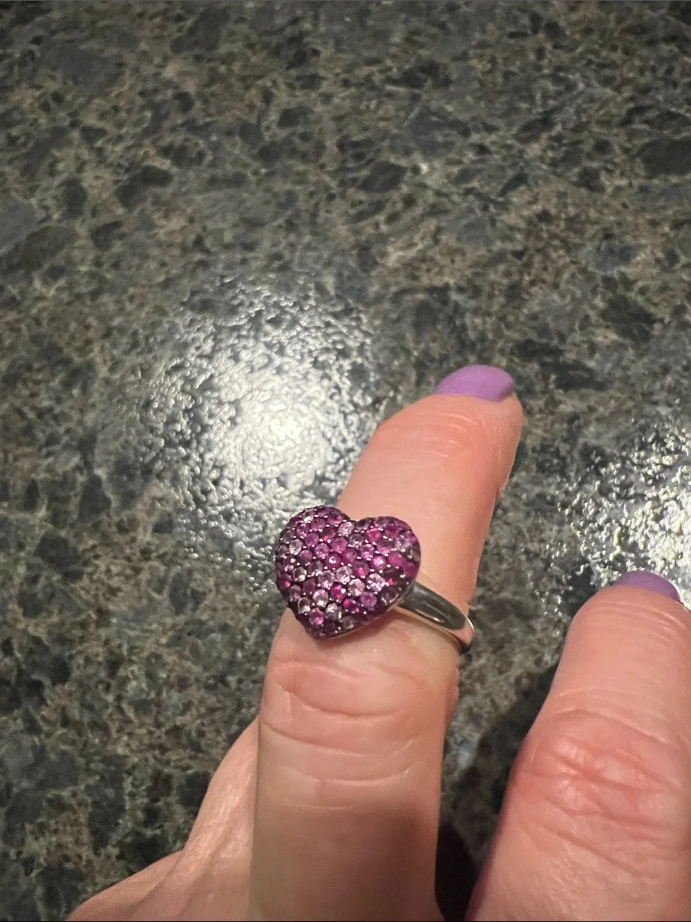 EFFY Pink Sapphire Heart Ring Sterling Silver Cluster Ring Size 7 Fine Jewelry